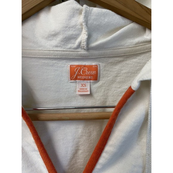 J.‎ Crew Weekend Tipped V-Neck Mariner Cotton Relaxed Hoodie Ivory Size XS - Picture 5 of 8